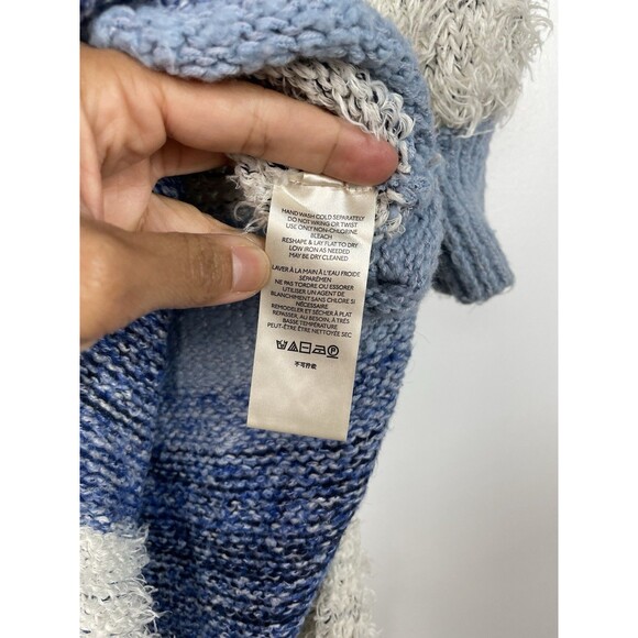 Free People Sweater Dress M Making Waves Blue Striped Eyelash-knit Granola Girl - Picture 8 of 13